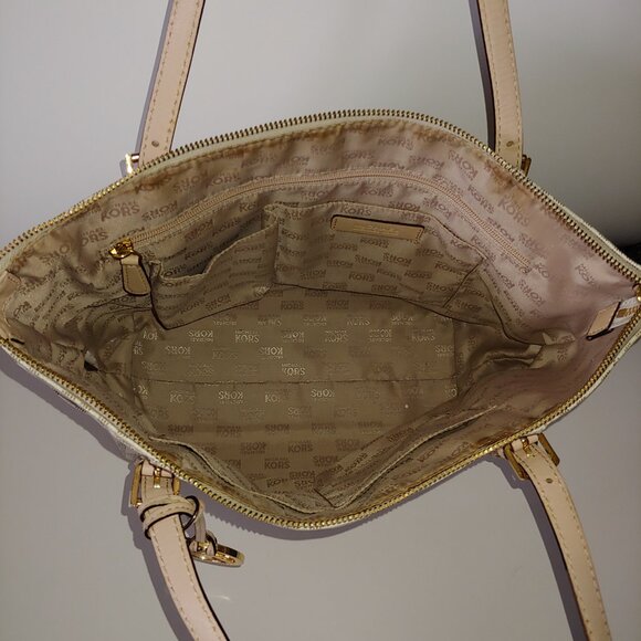 Authentic Michael Kors Logo Bag and Matching Wallet CREAM - Picture 5 of 6